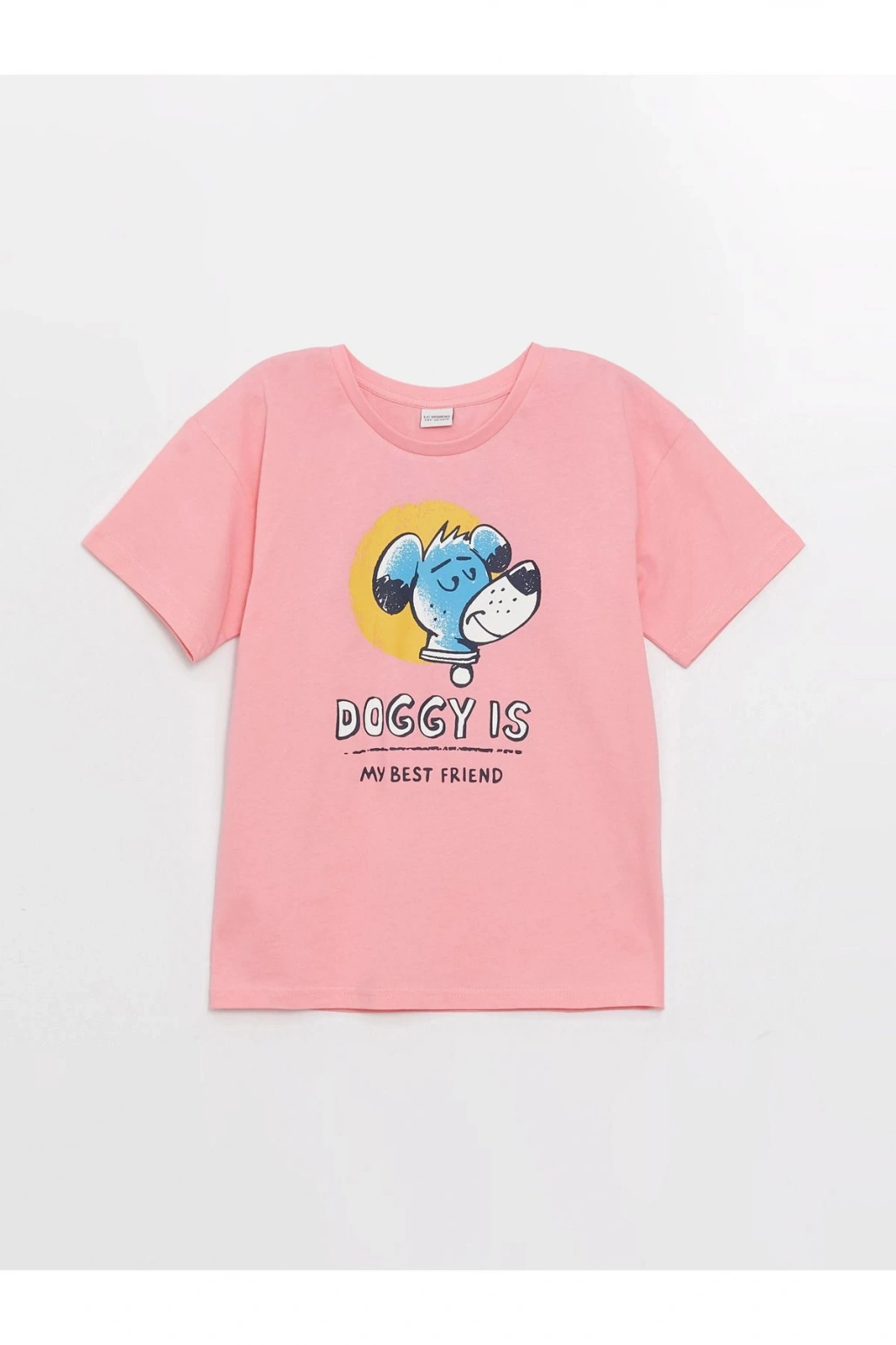 LCW Kids Pembe Rahat Kalıp Bisiklet Yaka Baskılı Erkek Çocuk Tişört