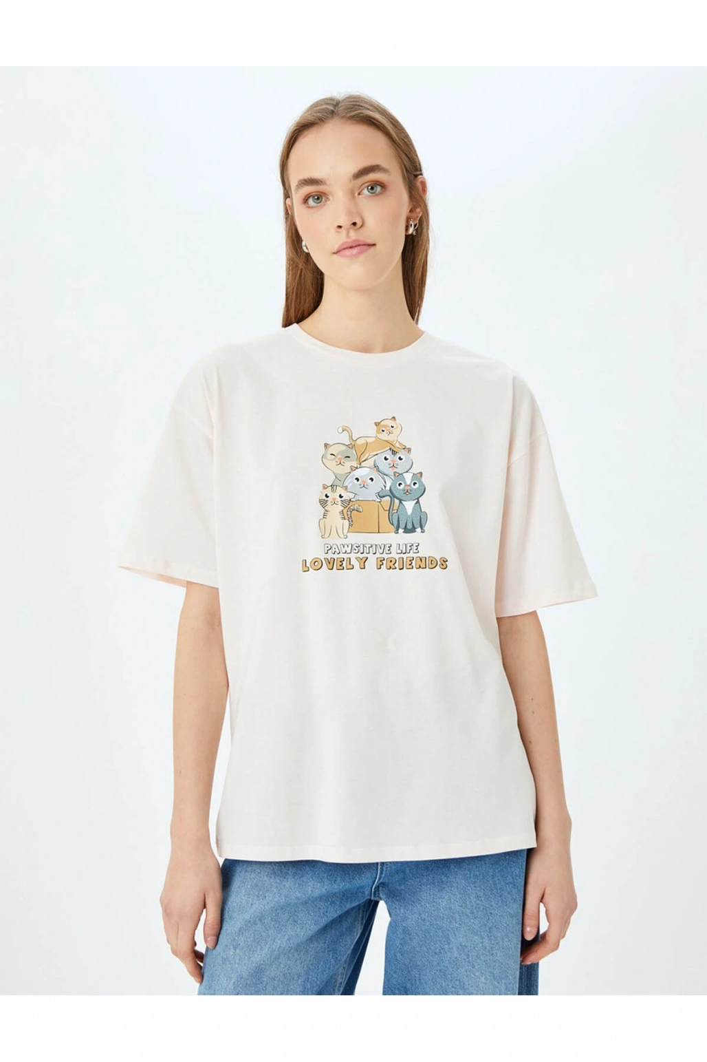 Rahat Kalıp Kısa Kollu Pembe Kadın T-Shirt 5SAL10091IK