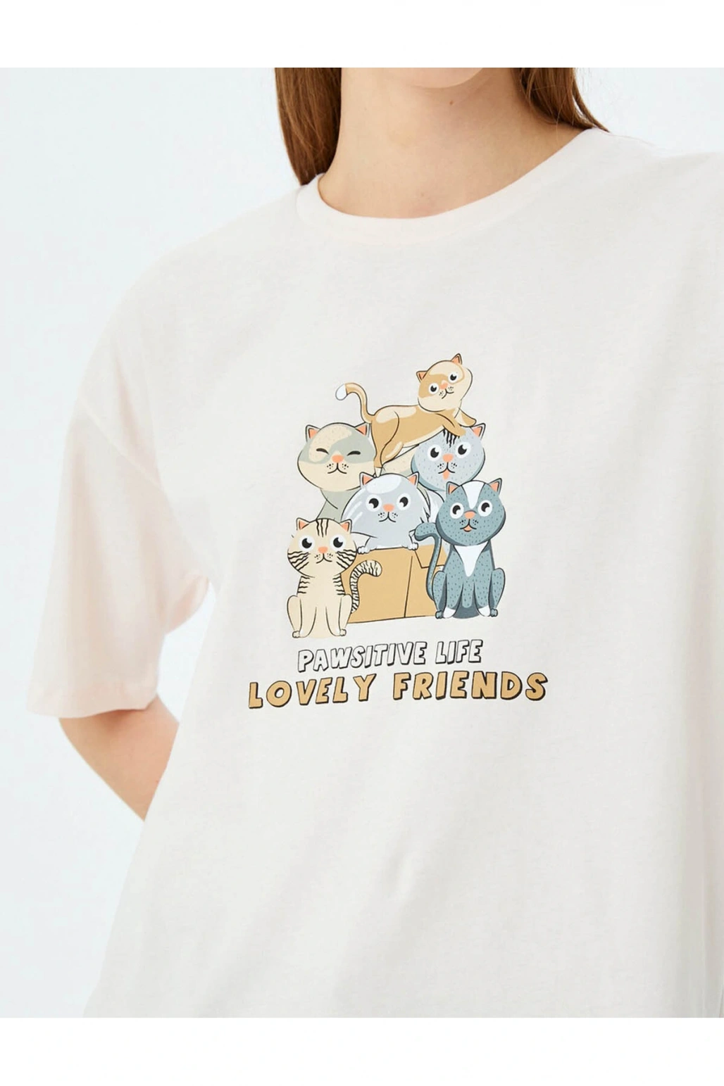 Rahat Kalıp Kısa Kollu Pembe Kadın T-Shirt 5SAL10091IK