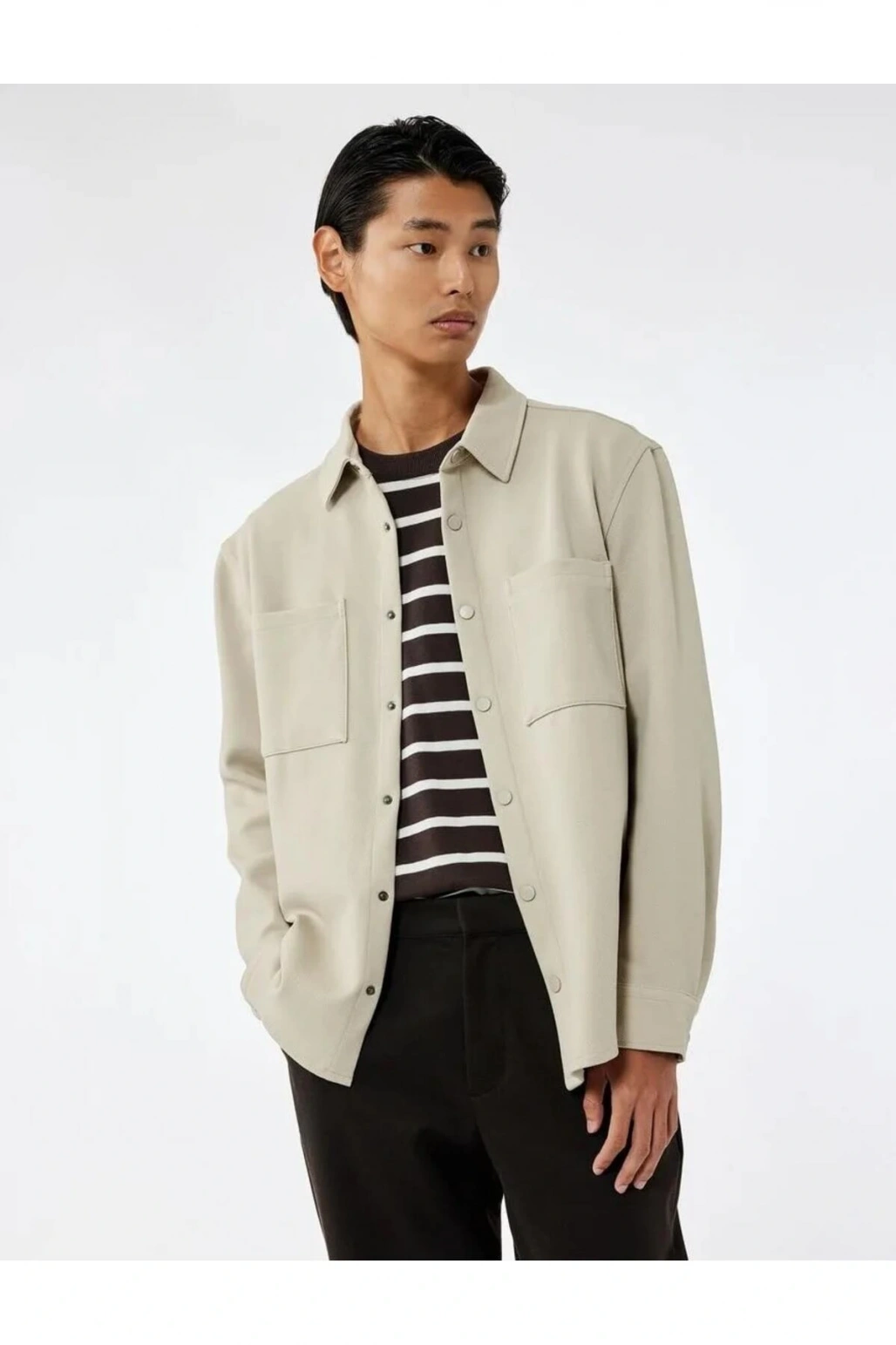Regular Fit Cepli Çıtçıt Düğme Detaylı Klasik Yaka Uzun Kollu Gömlek Ceket
