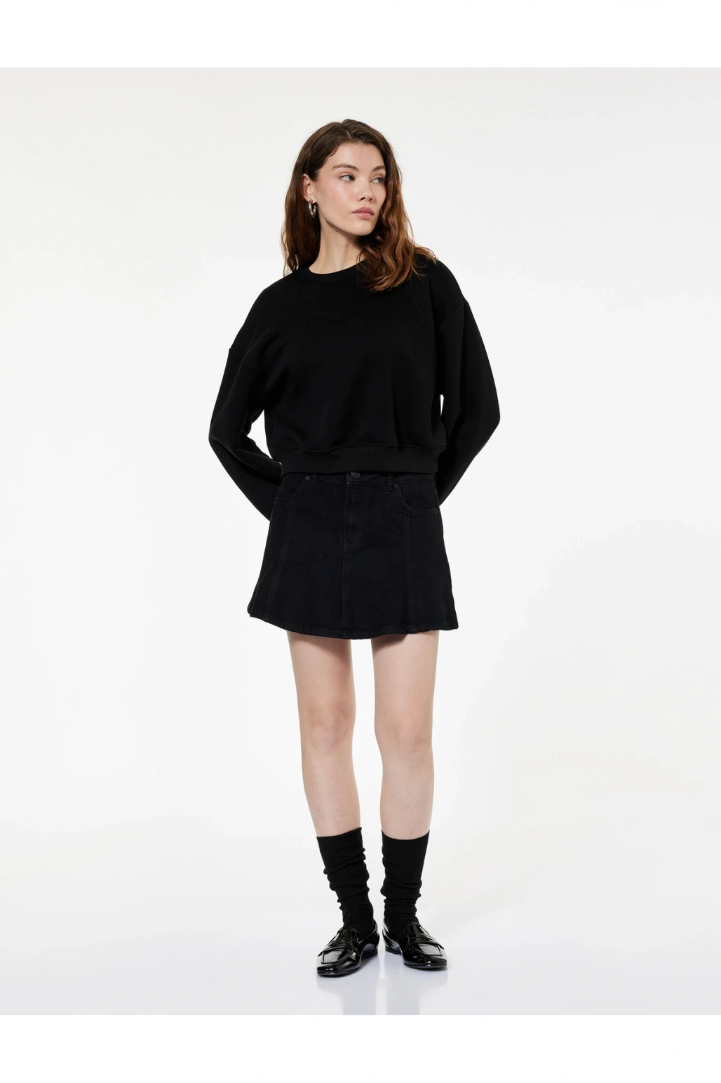 Regular Fit Üç İplik Uzun Kollu Bisiklet Yaka Basic Sweatshirt