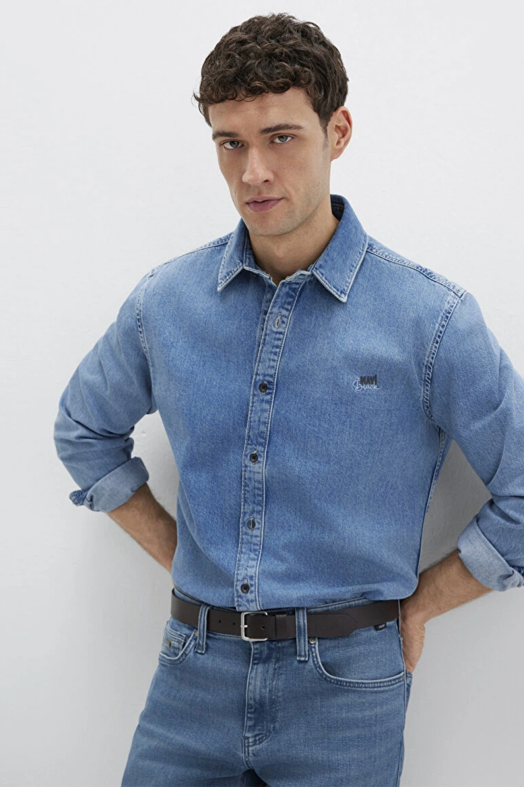 Roy Lux Black Puslu Açık Mavi Jean Gömlek