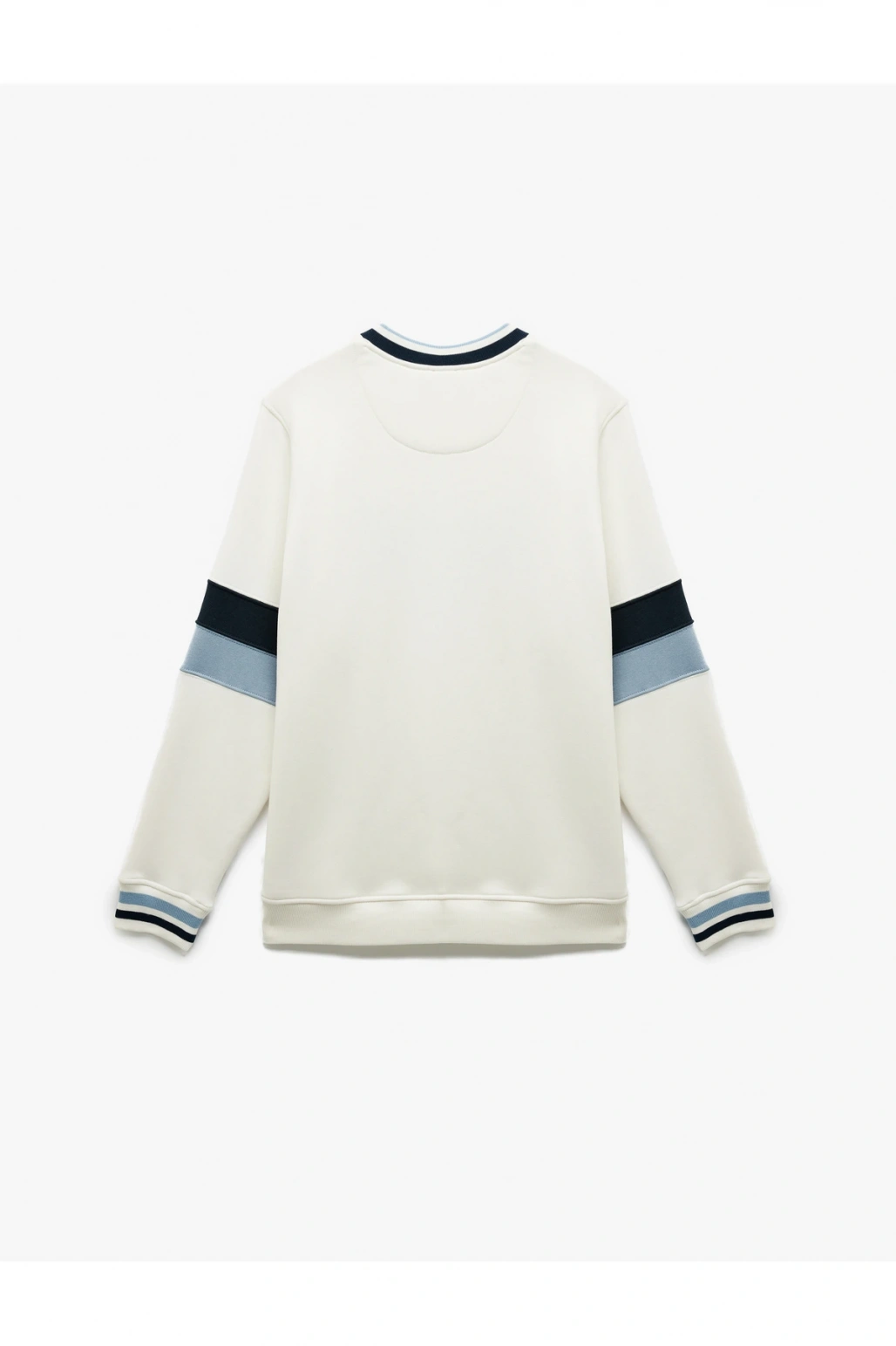 Şardonlu Uzun Kollu Bisiklet Yaka Renk Bloklu Kolej Baskılı Sweatshirt