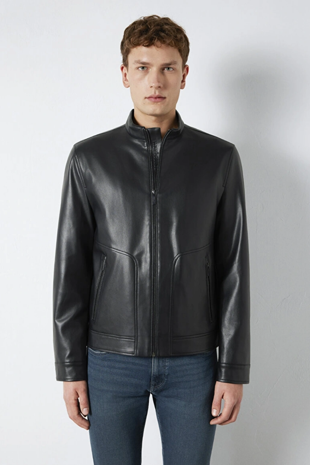 Siyah Biker Ceket Slim Fit / Dar Kesim