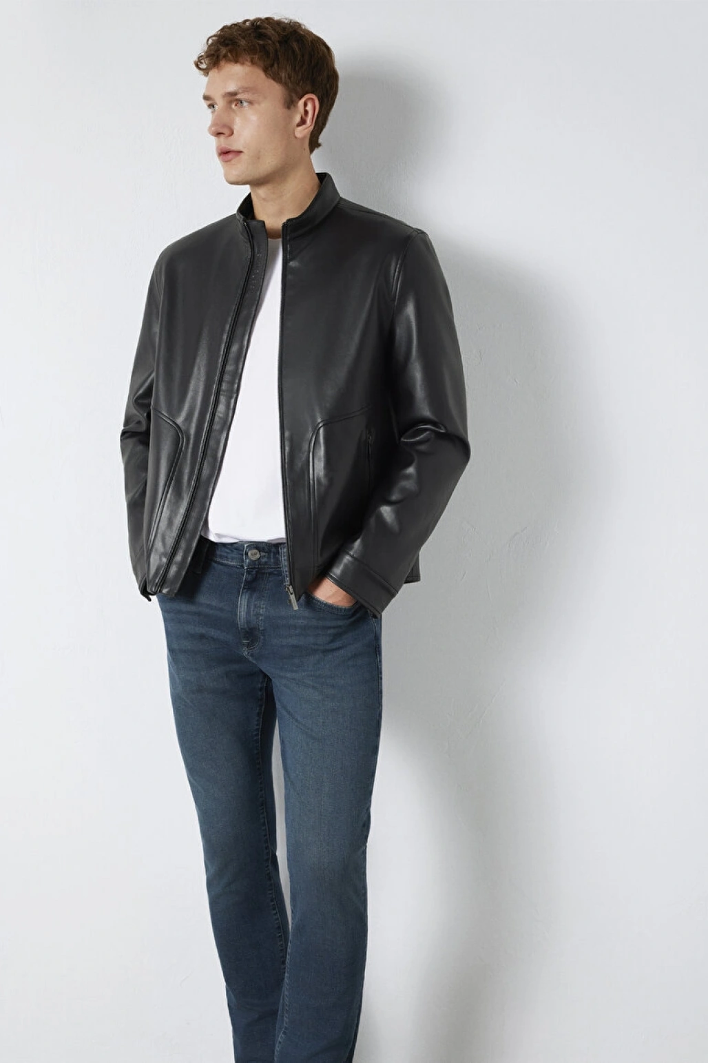 Siyah Biker Ceket Slim Fit / Dar Kesim