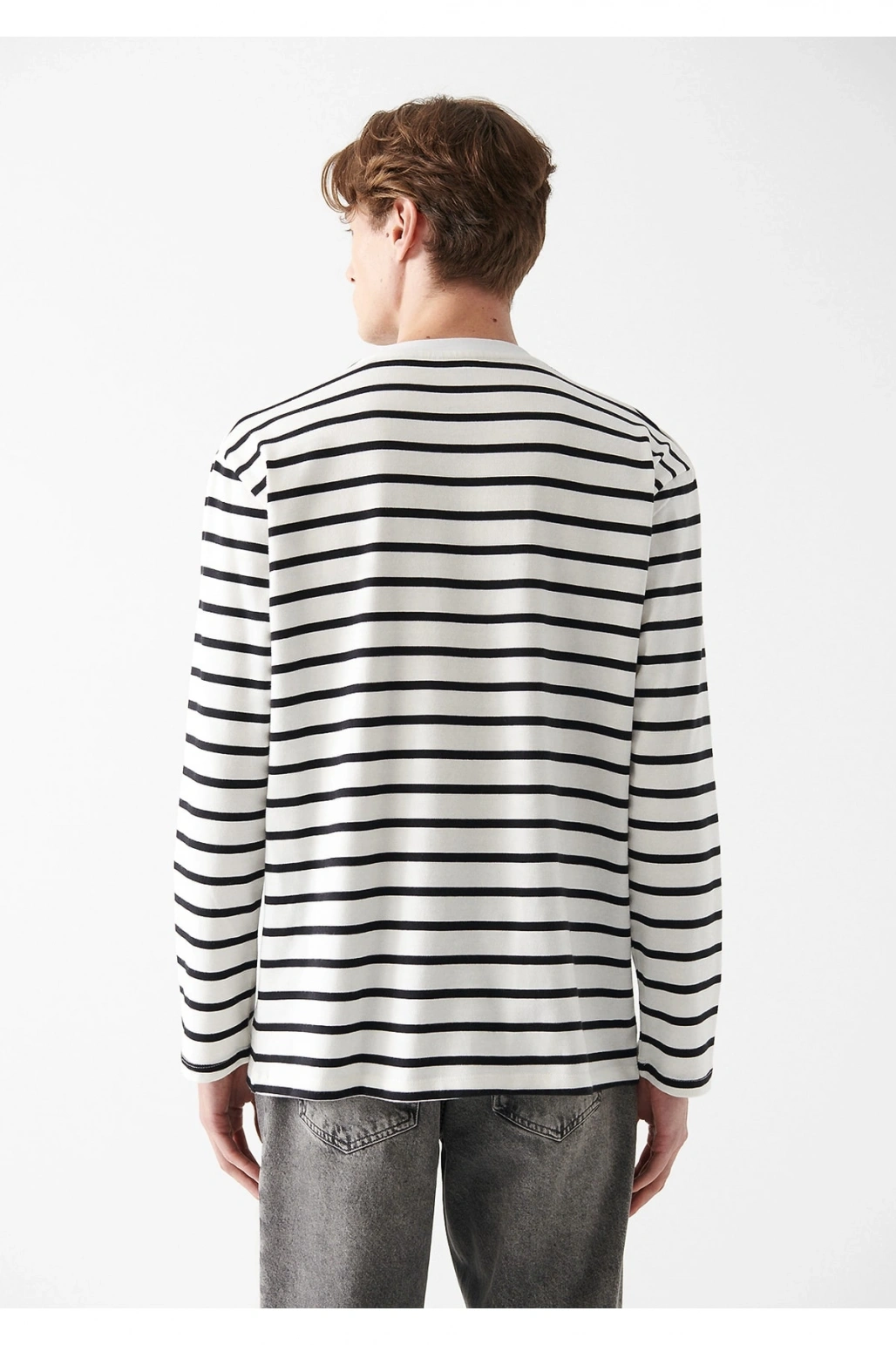 Siyah Çizgili Basic Tişört Loose Fit / Bol Rahat Kesim