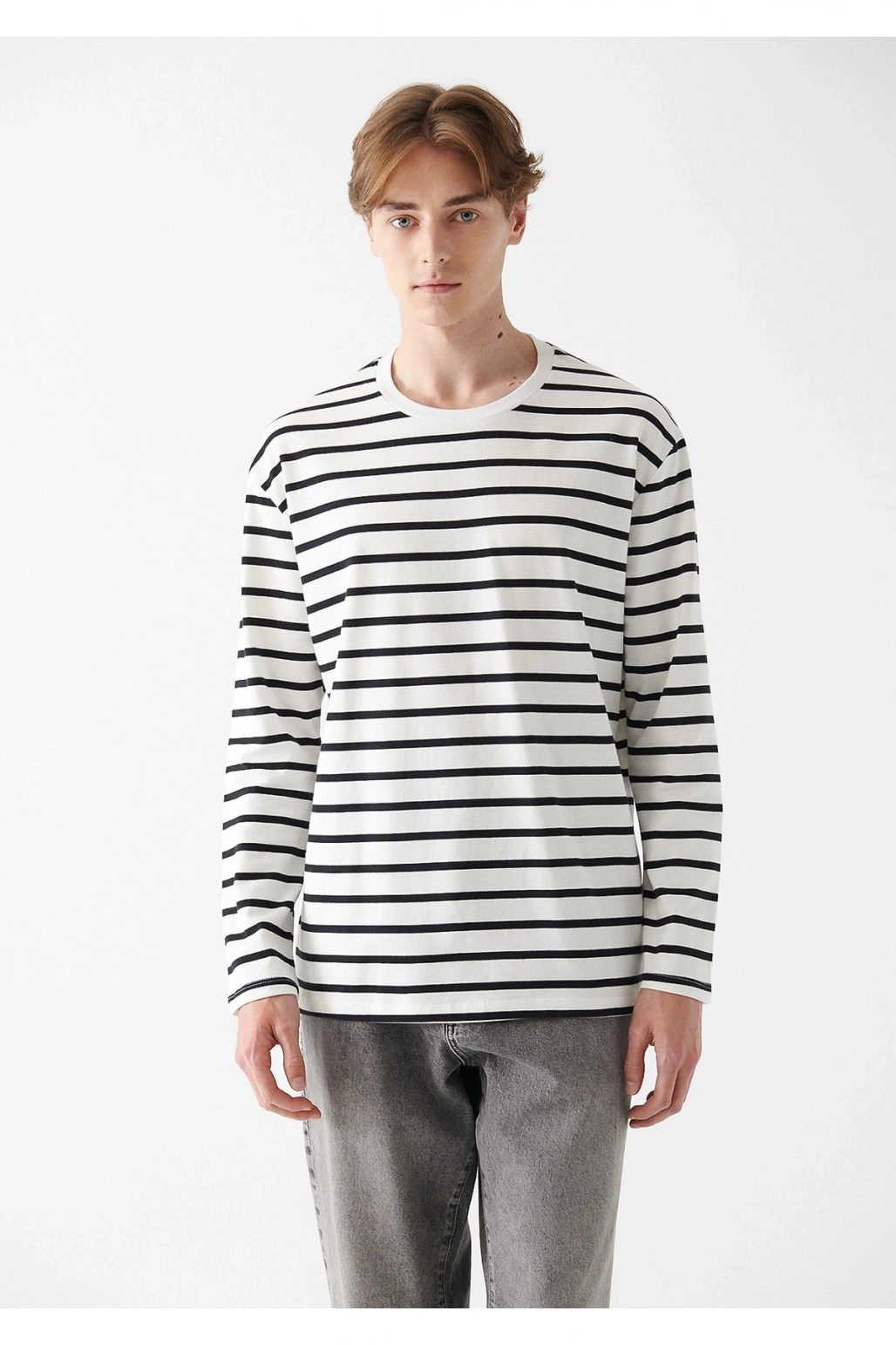 Siyah Çizgili Basic Tişört Loose Fit / Bol Rahat Kesim