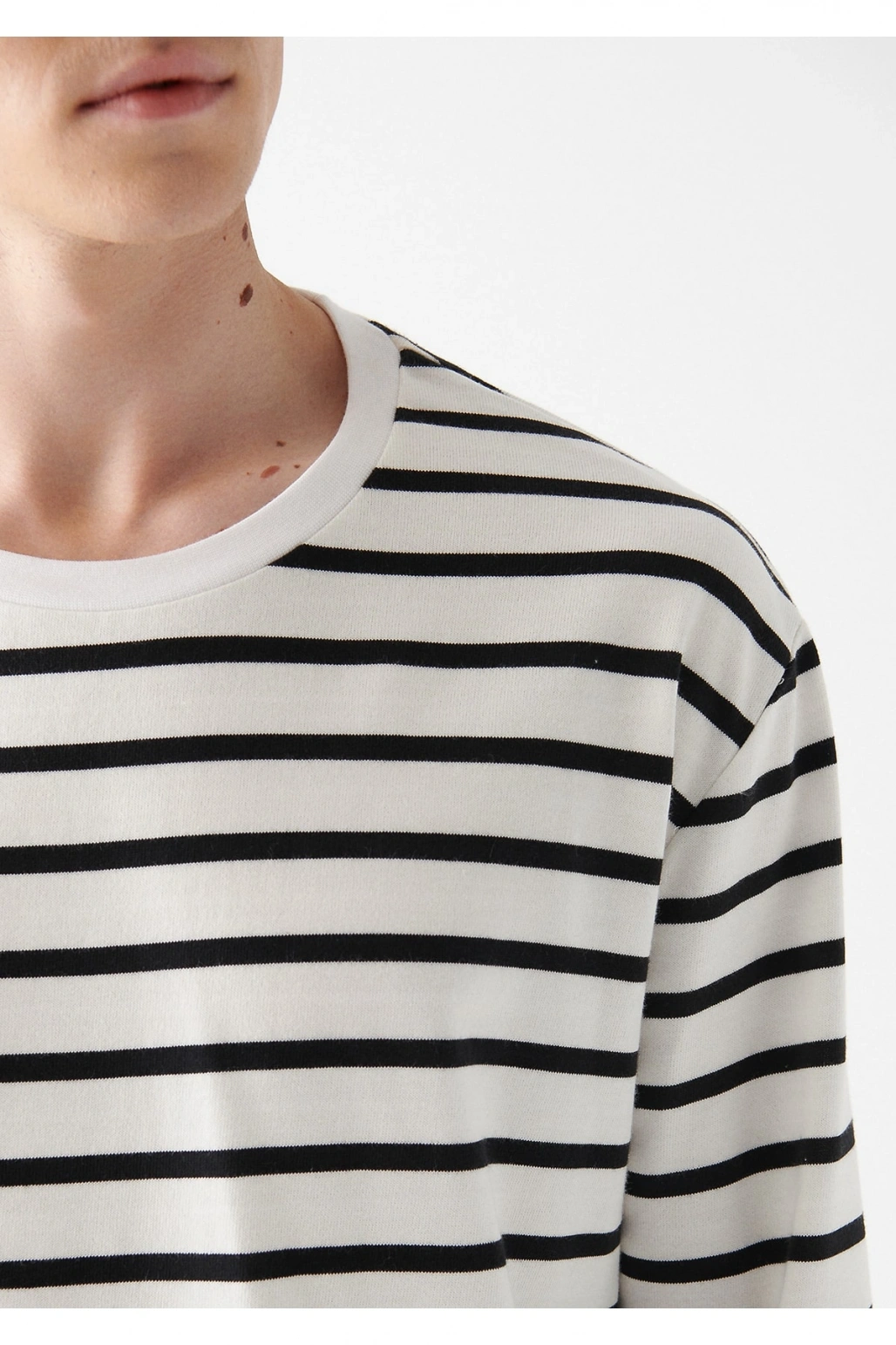 Siyah Çizgili Basic Tişört Loose Fit / Bol Rahat Kesim