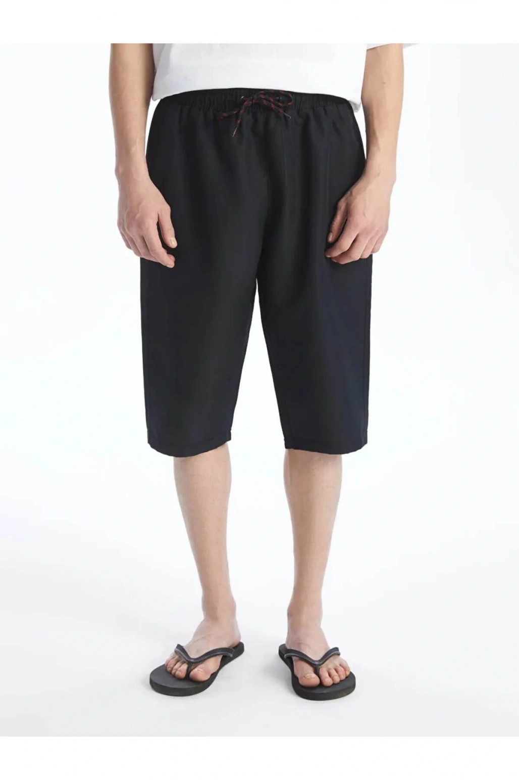 Siyah Diz Altı Boy Erkek Deniz Şortu