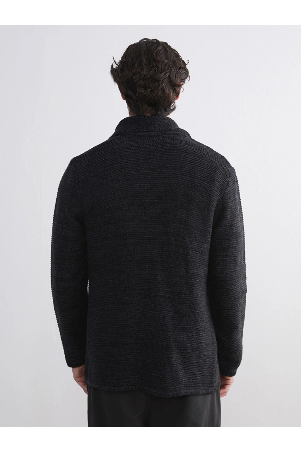 Siyah Standart Kalıp V Yaka Erkek Triko Hırka