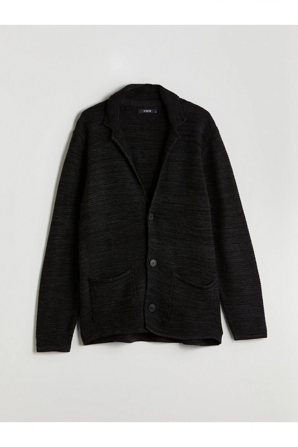 Siyah Standart Kalıp V Yaka Erkek Triko Hırka