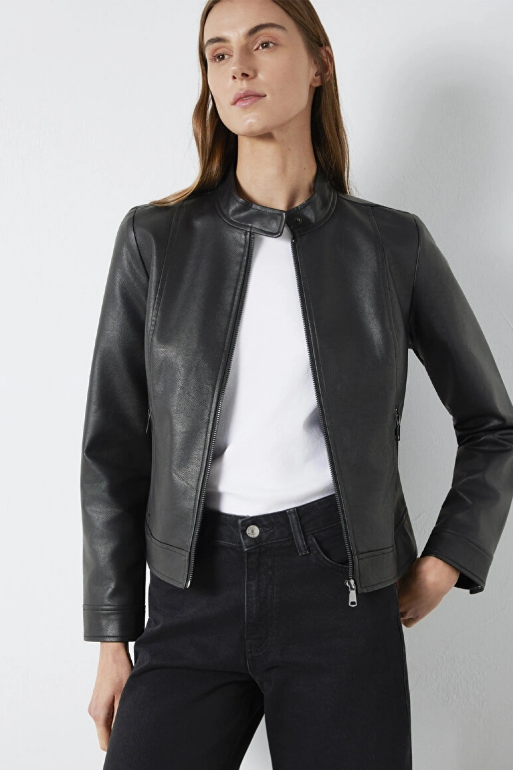 Siyah Suni Deri Ceket