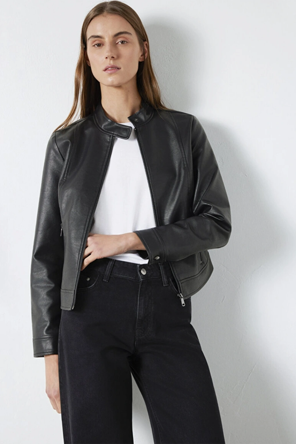 Siyah Suni Deri Ceket