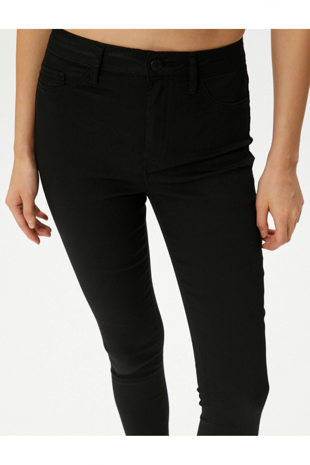 Skinny Fit Kot Pantolon Esnek Yüksek Bel Dar Paça Dar Kesim Cepli - Carmen Jean