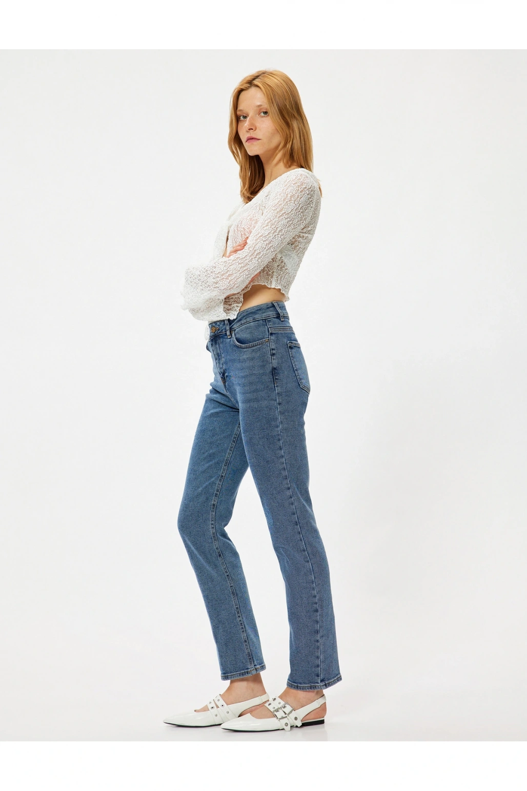 Slim Fit Kot Pantolon Düz Paça Standart Bel - Slim Straight Fit Jeans