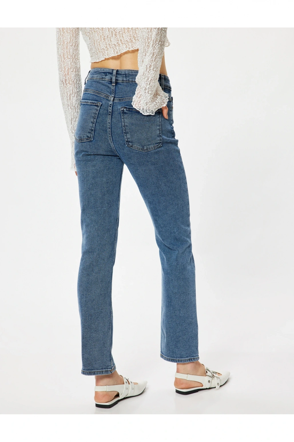 Slim Fit Kot Pantolon Düz Paça Standart Bel - Slim Straight Fit Jeans