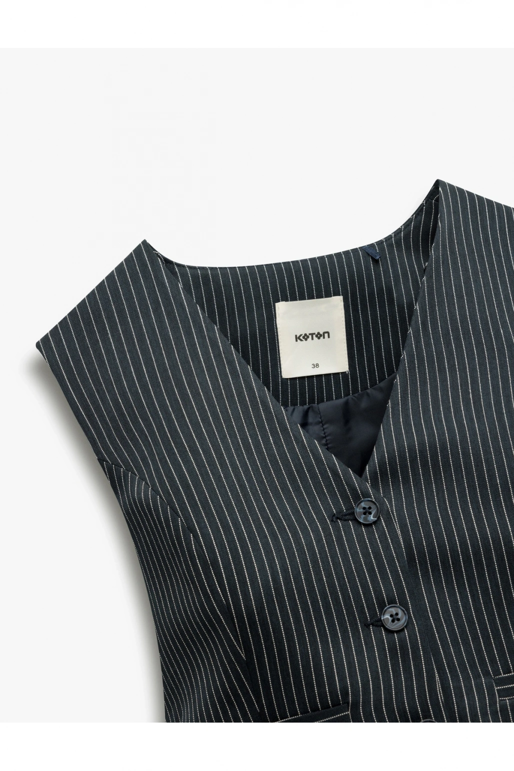 Slim Fit V Yaka Kolsuz Düğmeli Takım Yeleği