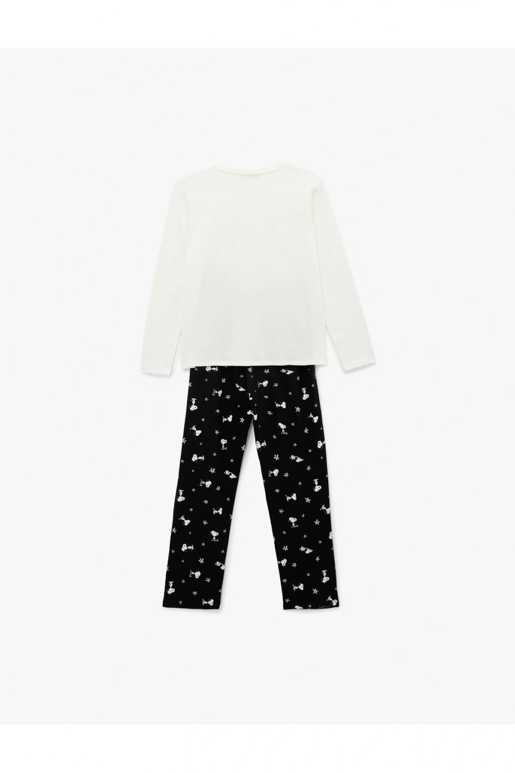 Snoopy Baskılı Lisanslı Uzun Kollu Bisiklet Yaka Pamuklu Pijama Takımı