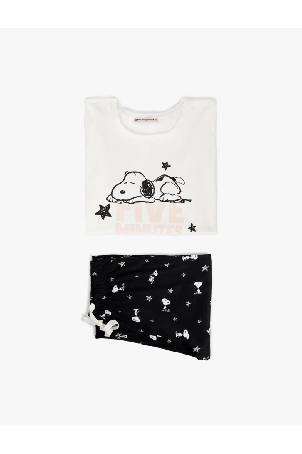Snoopy Baskılı Lisanslı Uzun Kollu Bisiklet Yaka Pamuklu Pijama Takımı (AW 25)