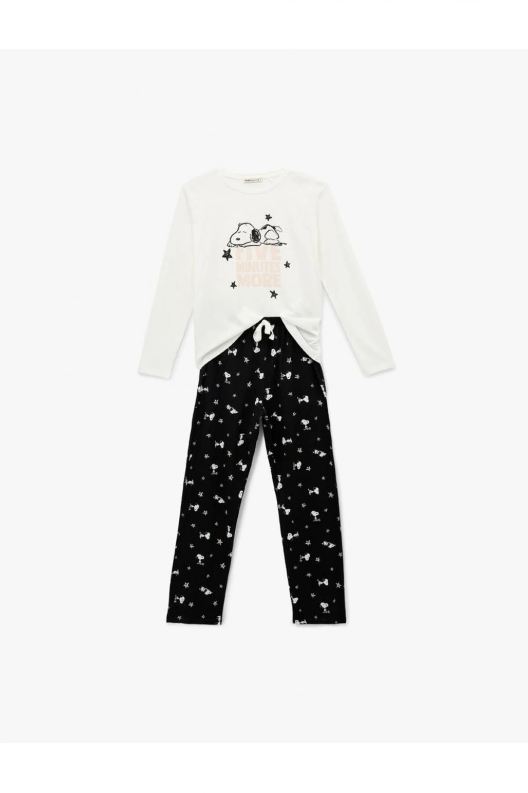 Snoopy Baskılı Lisanslı Uzun Kollu Bisiklet Yaka Pamuklu Pijama Takımı (AW 25)