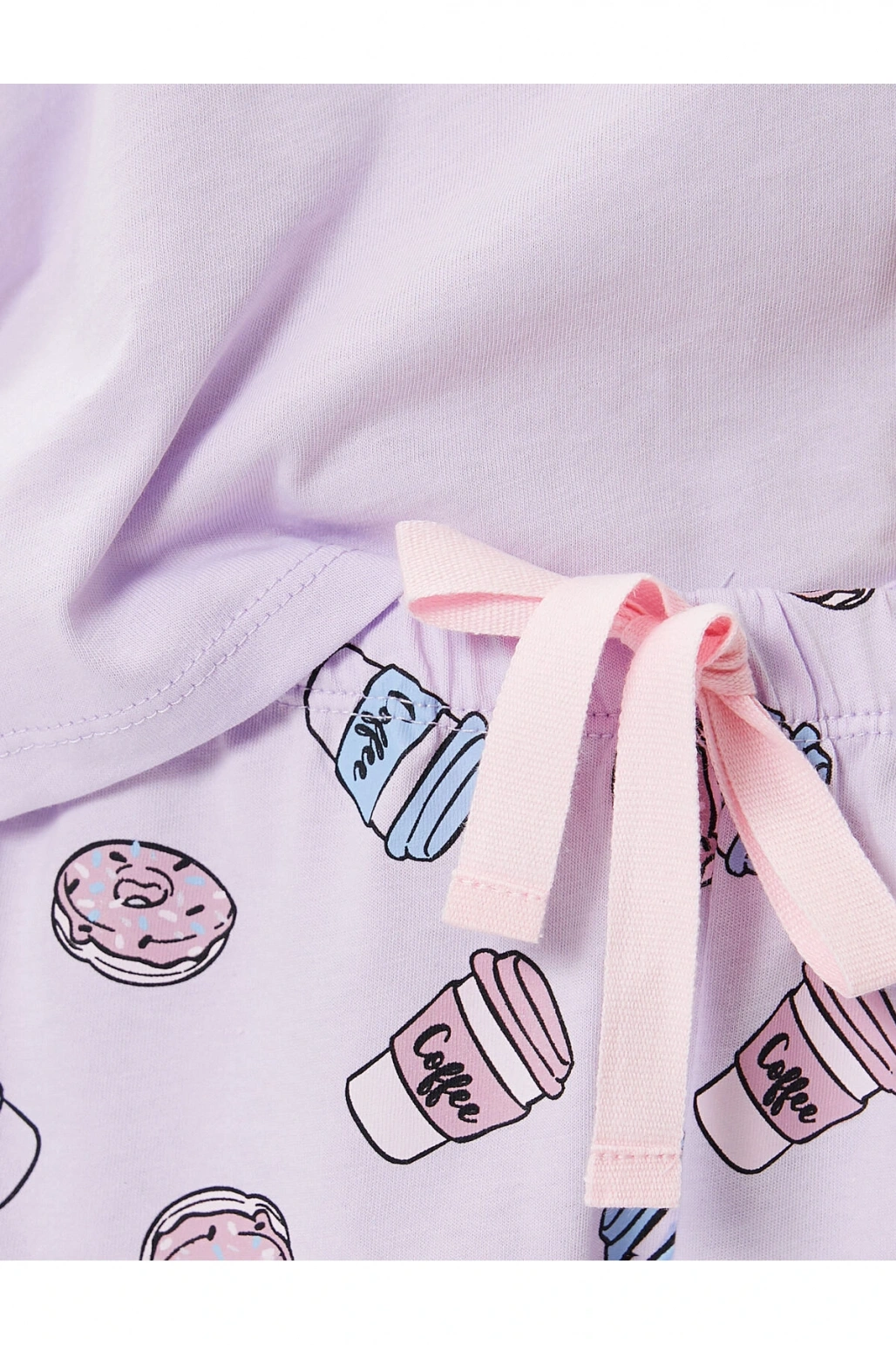 Şortlu Pijama Takımı Kısa Kollu Bisiklet Yaka Baskılı