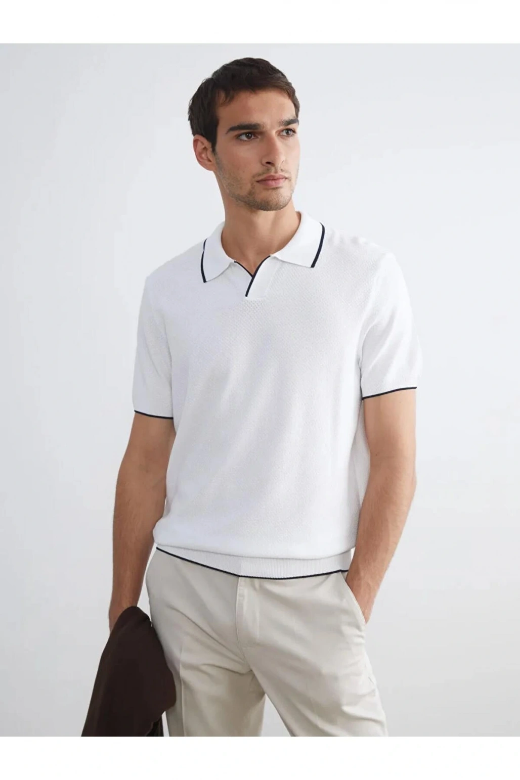 SOUTHBLUE Ekru Polo Yaka Kısa Kollu Erkek Triko Kazak