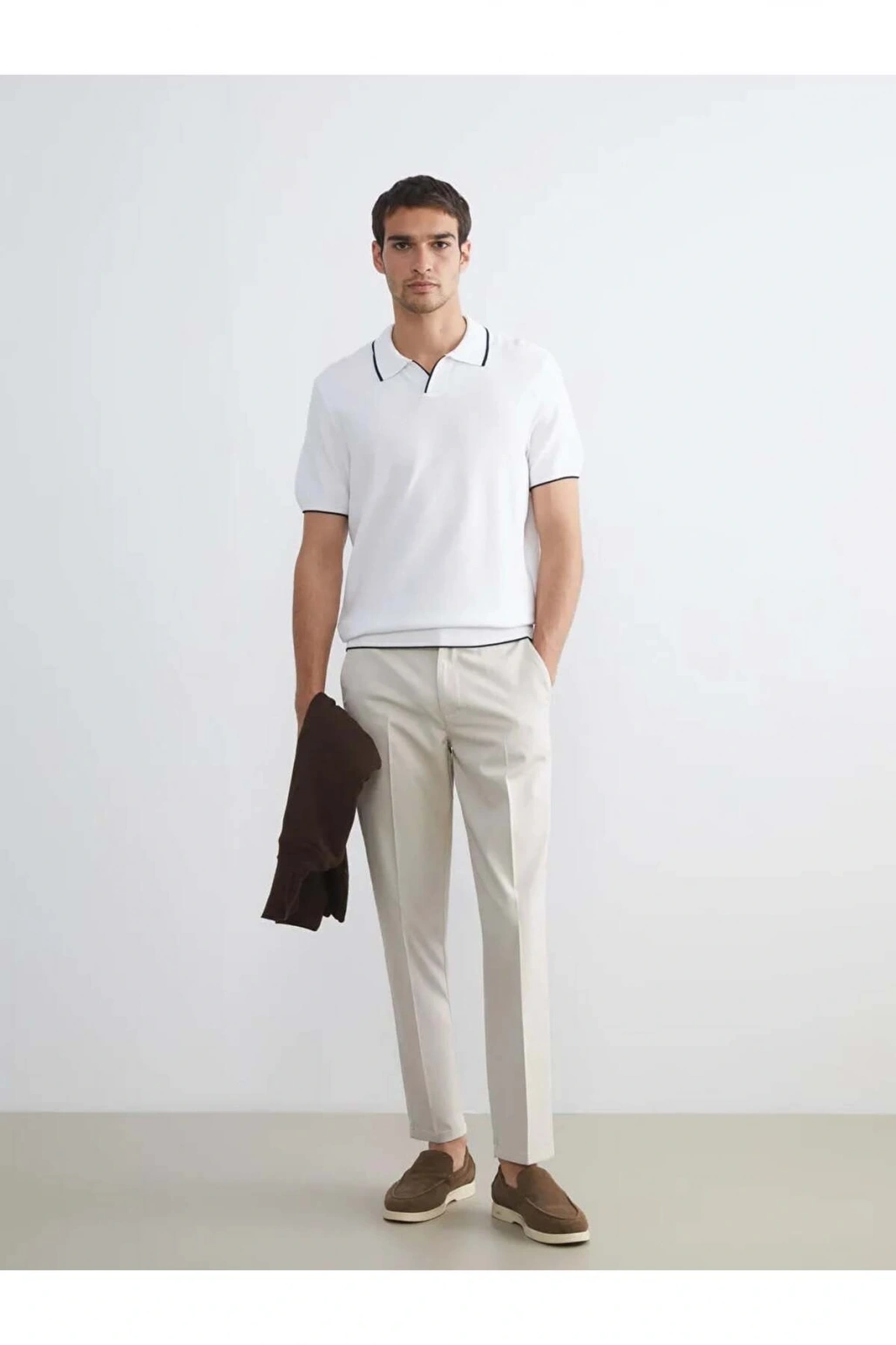 SOUTHBLUE Ekru Polo Yaka Kısa Kollu Erkek Triko Kazak