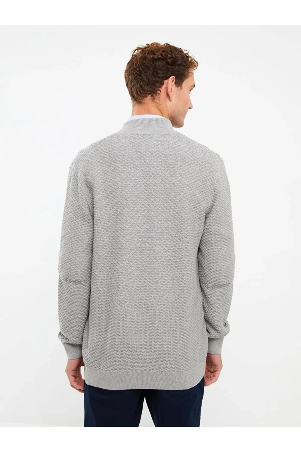 SOUTHBLUE Gri Standart Kalıp Dik Yaka Erkek Triko Hırka