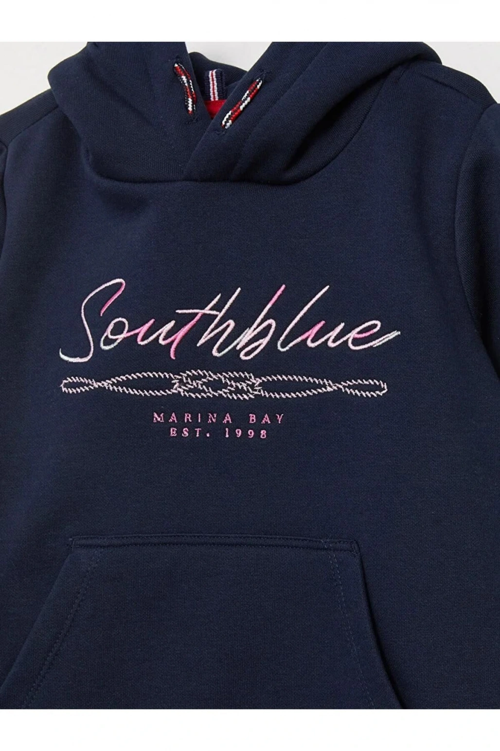 SOUTHBLUE Lacivert Kapüşonlu Nakışlı Uzun Kollu Kız Çocuk Elbise