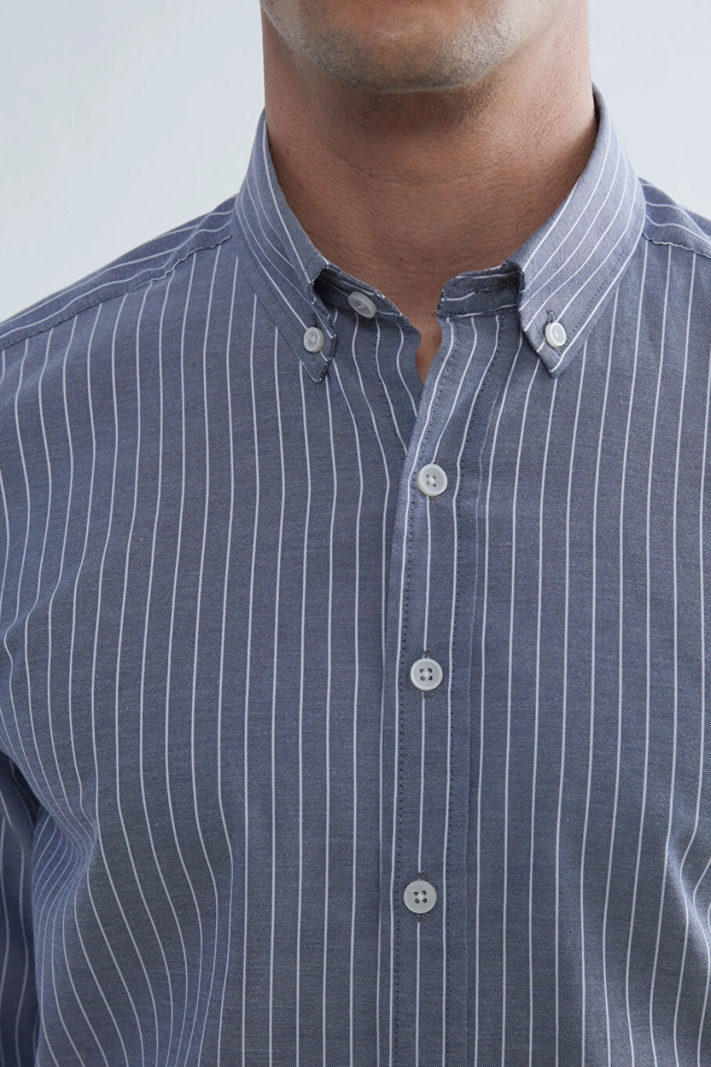SOUTHBLUE Lacivert Regular Fit Uzun Kollu Çizgili Erkek Gömlek