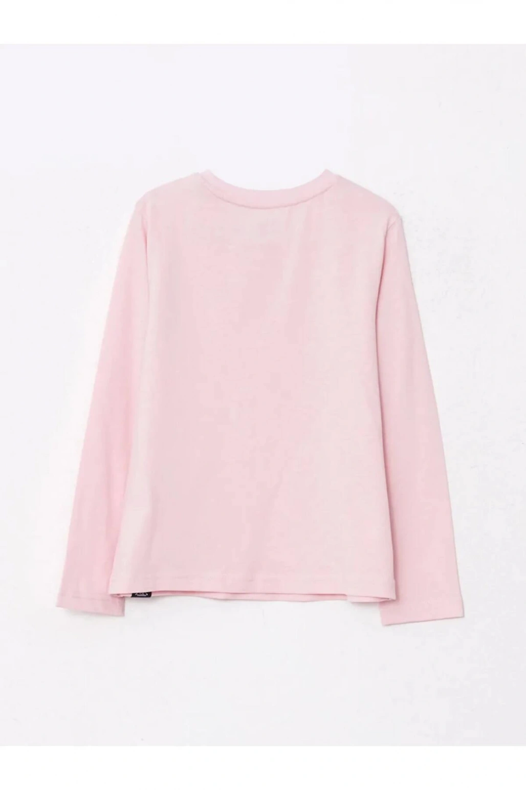 SOUTHBLUE Pembe Bisiklet Yaka Pul İşlemeli Uzun Kollu Pamuklu Kız Çocuk Tişört