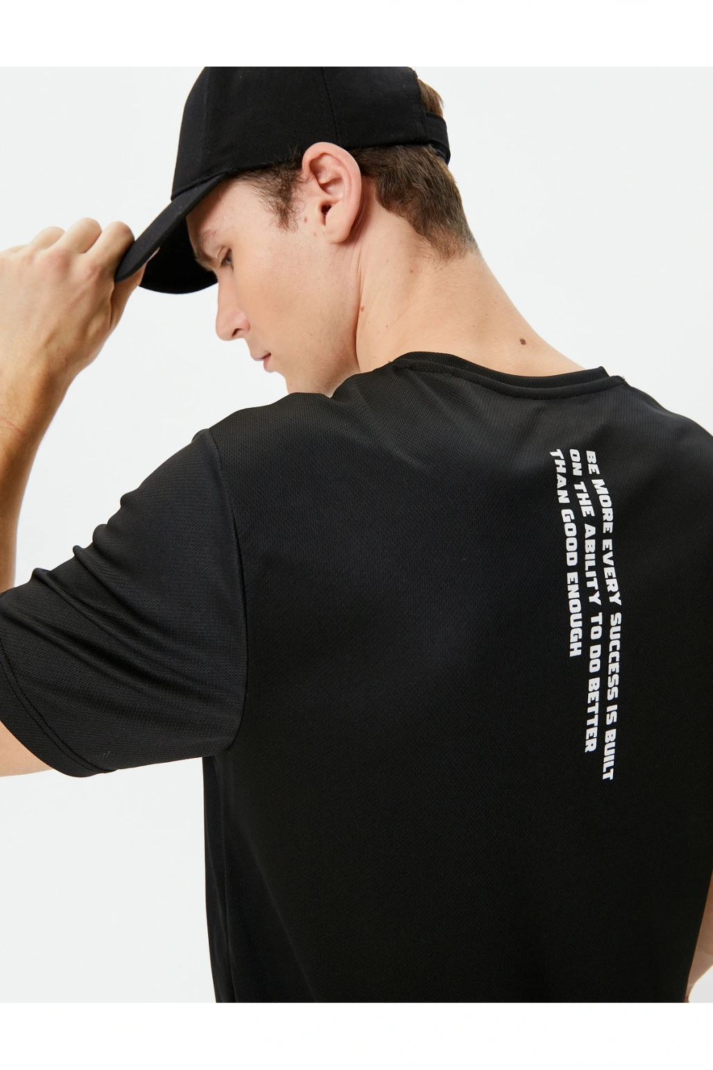 Spor Tişört Bisiklet Yaka Arkası Baskılı Sloganlı