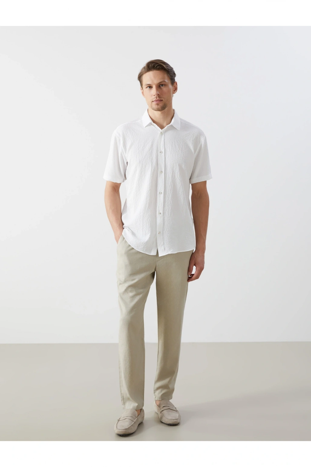 Standart Kalıp Keten Karışımlı Erkek Pantolon