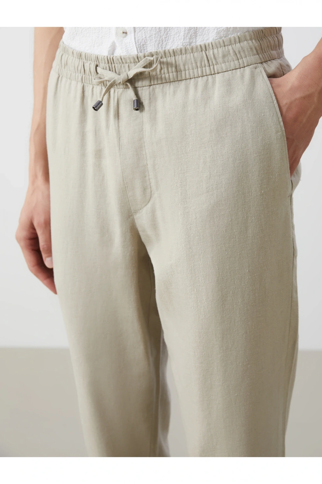 Standart Kalıp Keten Karışımlı Erkek Pantolon