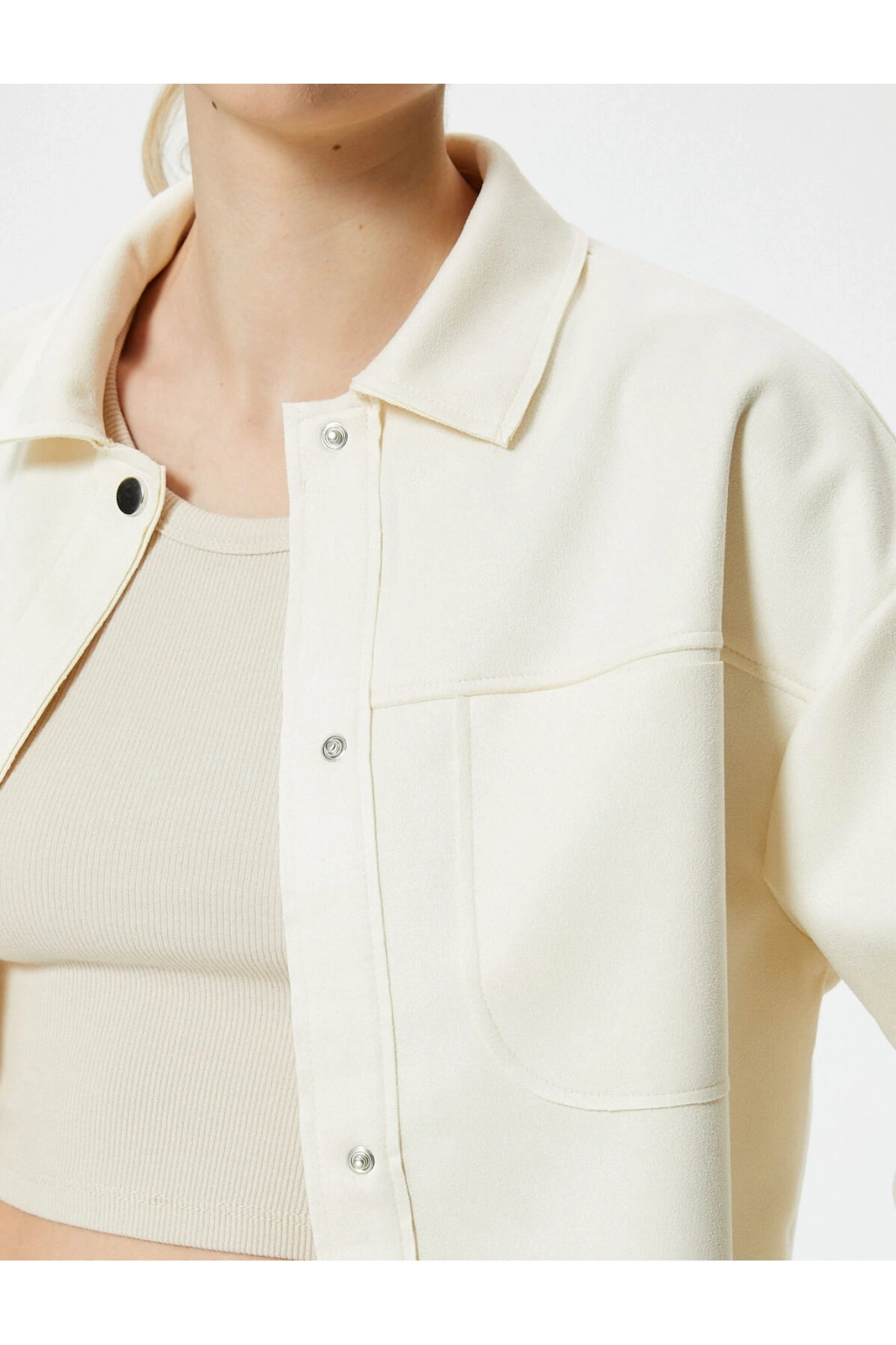 Süet Ceket Çıtçıt Düğmeli Klasik Yaka Cepli