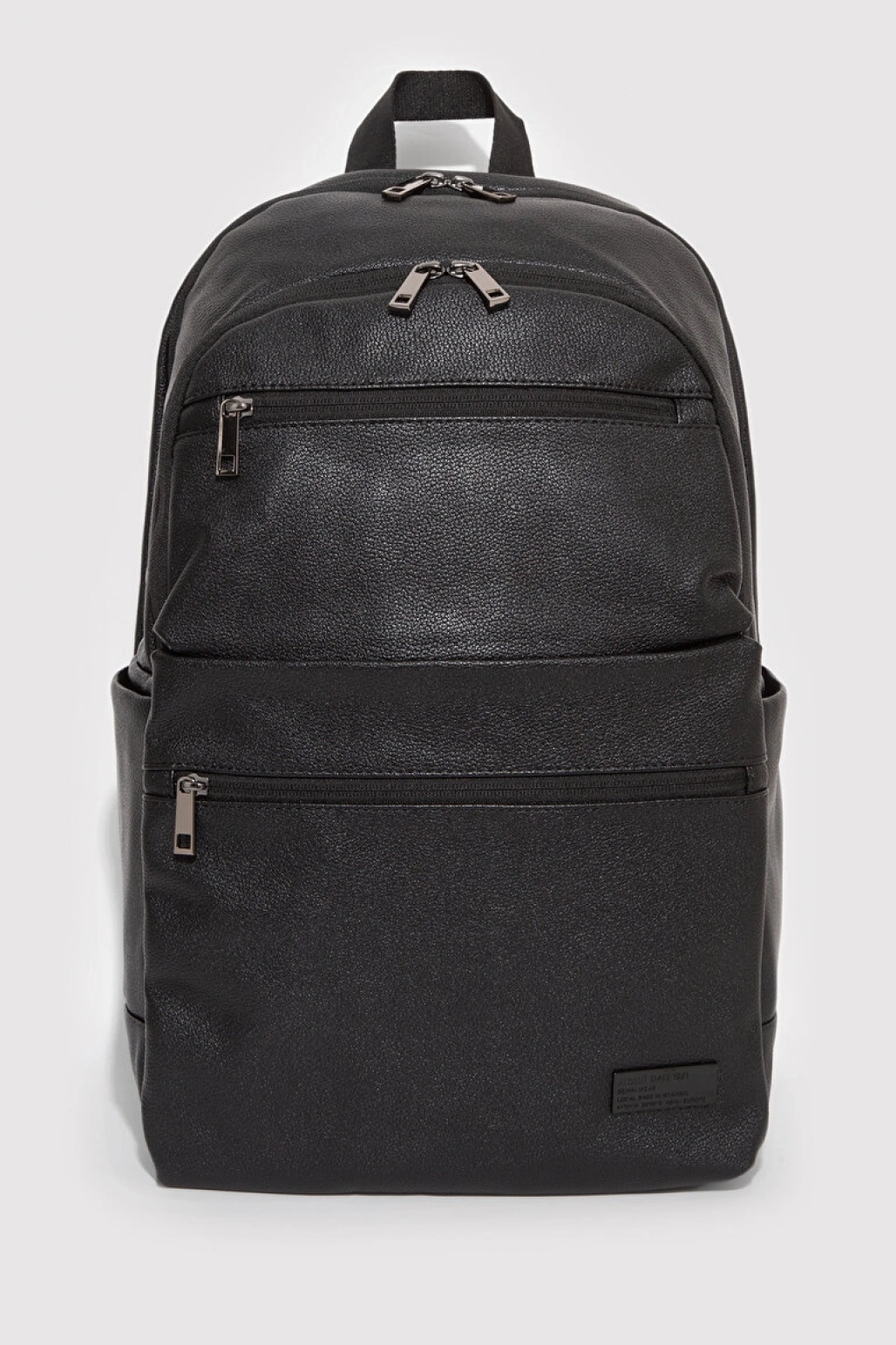 Suni Deri Siyah Sırt Çantası