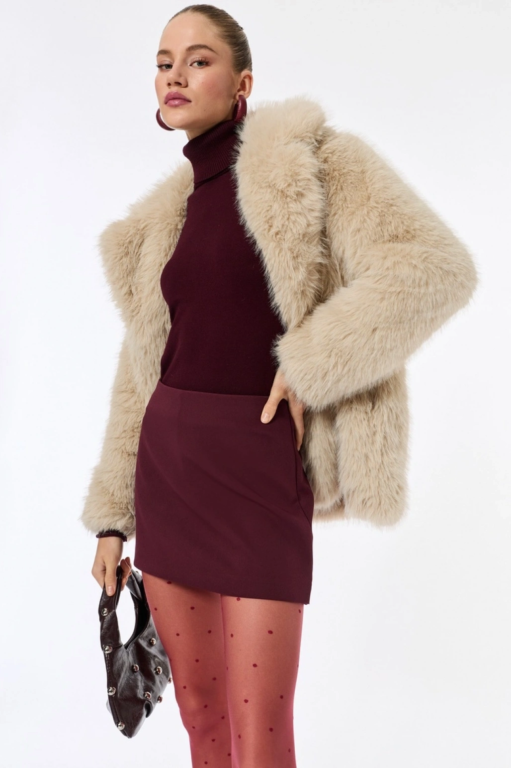 Suni Kürk Kaban Kruvaze Uzun Kollu