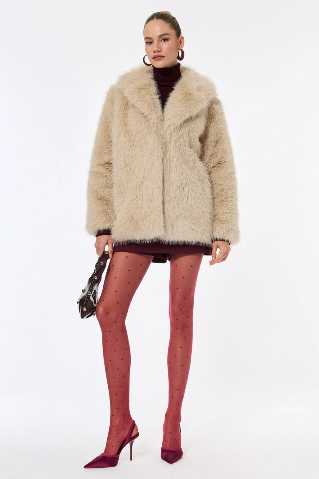 Suni Kürk Kaban Kruvaze Uzun Kollu