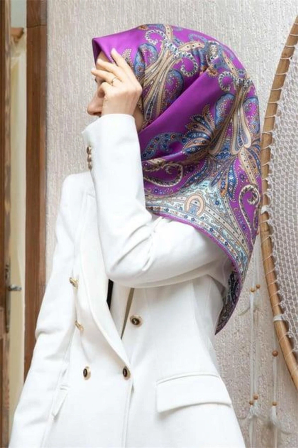 Tivil İpek Eşarp 60777 - 11 - 0025 Fuşya Karışık Desen