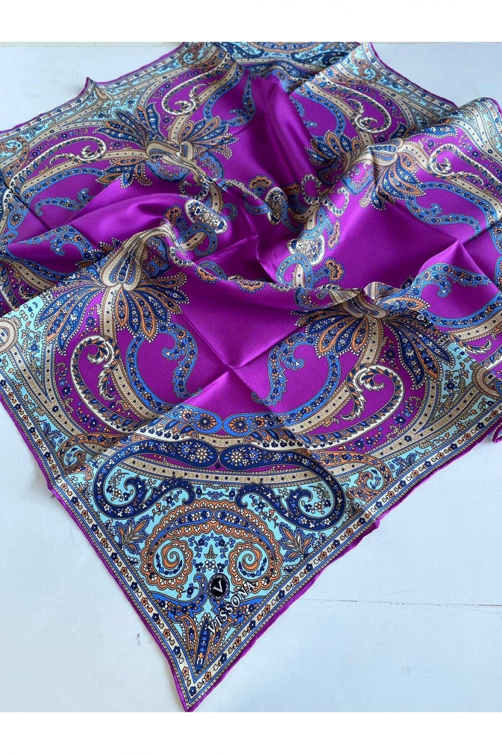 Tivil İpek Eşarp 60777 - 11 - 0025 Fuşya Karışık Desen