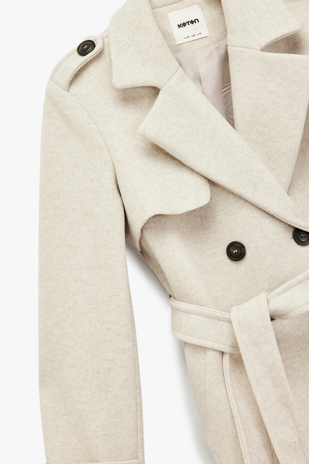 Trenç Kaban Kaşe Uzun Kollu Kruvaze Kemerli