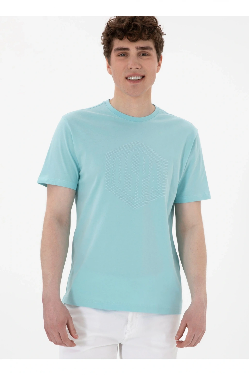 U.S. Polo Assn. Bisiklet Yaka Mavi Erkek T-Shirt GASTON