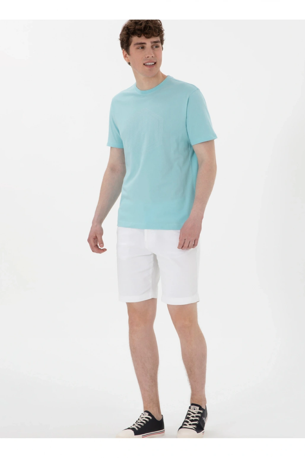 U.S. Polo Assn. Bisiklet Yaka Mavi Erkek T-Shirt GASTON