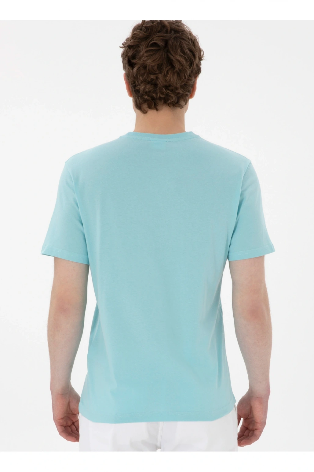 U.S. Polo Assn. Bisiklet Yaka Mavi Erkek T-Shirt GASTON