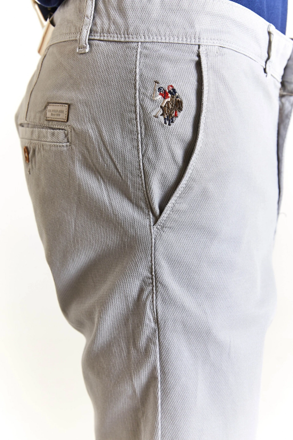 U.S POLO ASSN. ERKEK DOKUMA YAN CEPLİ SLİM FİT PANTOLON - GRİ