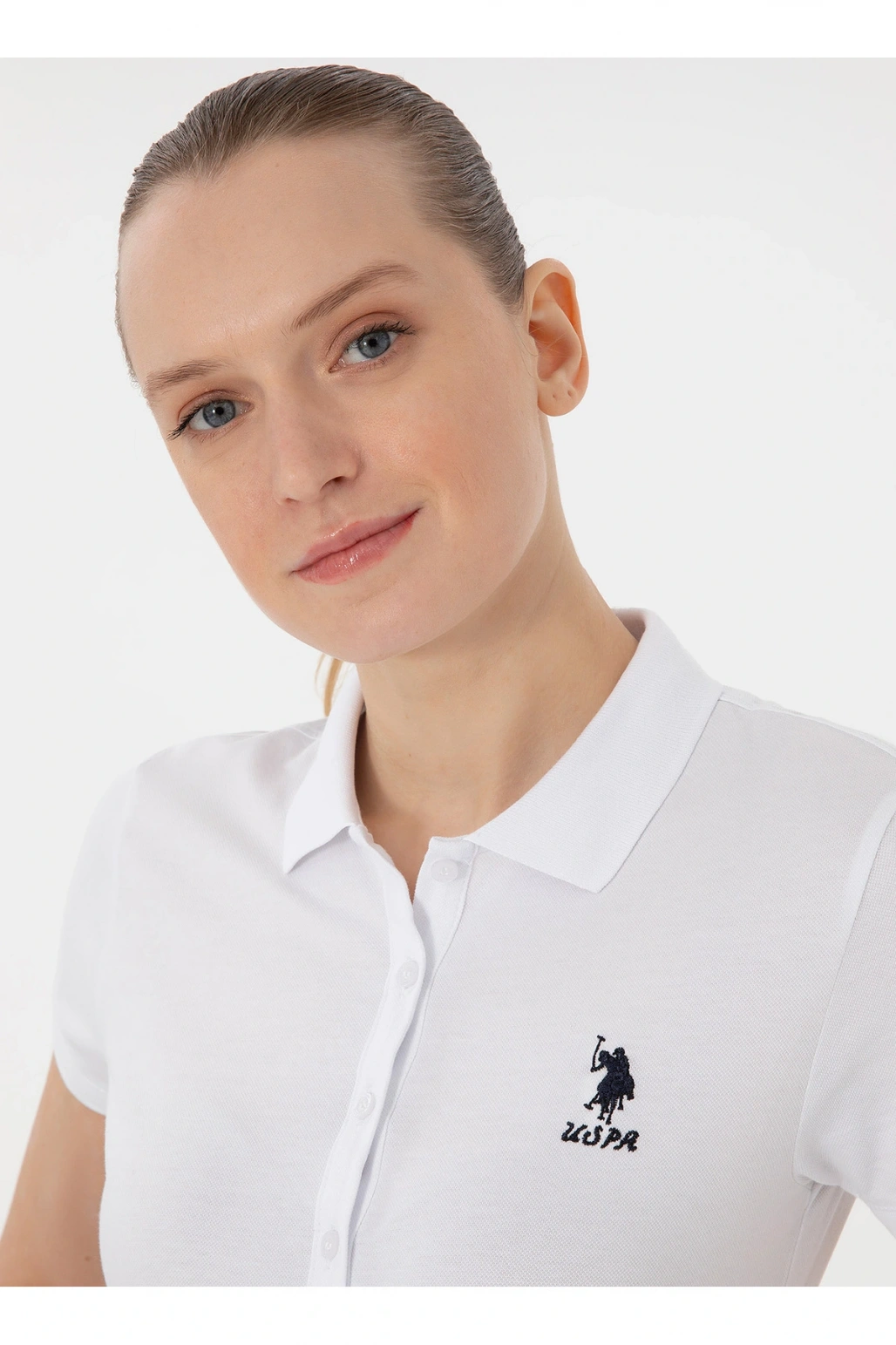 U.S. Polo Assn. Polo Yaka Beyaz Kadın T-Shirt TP0125