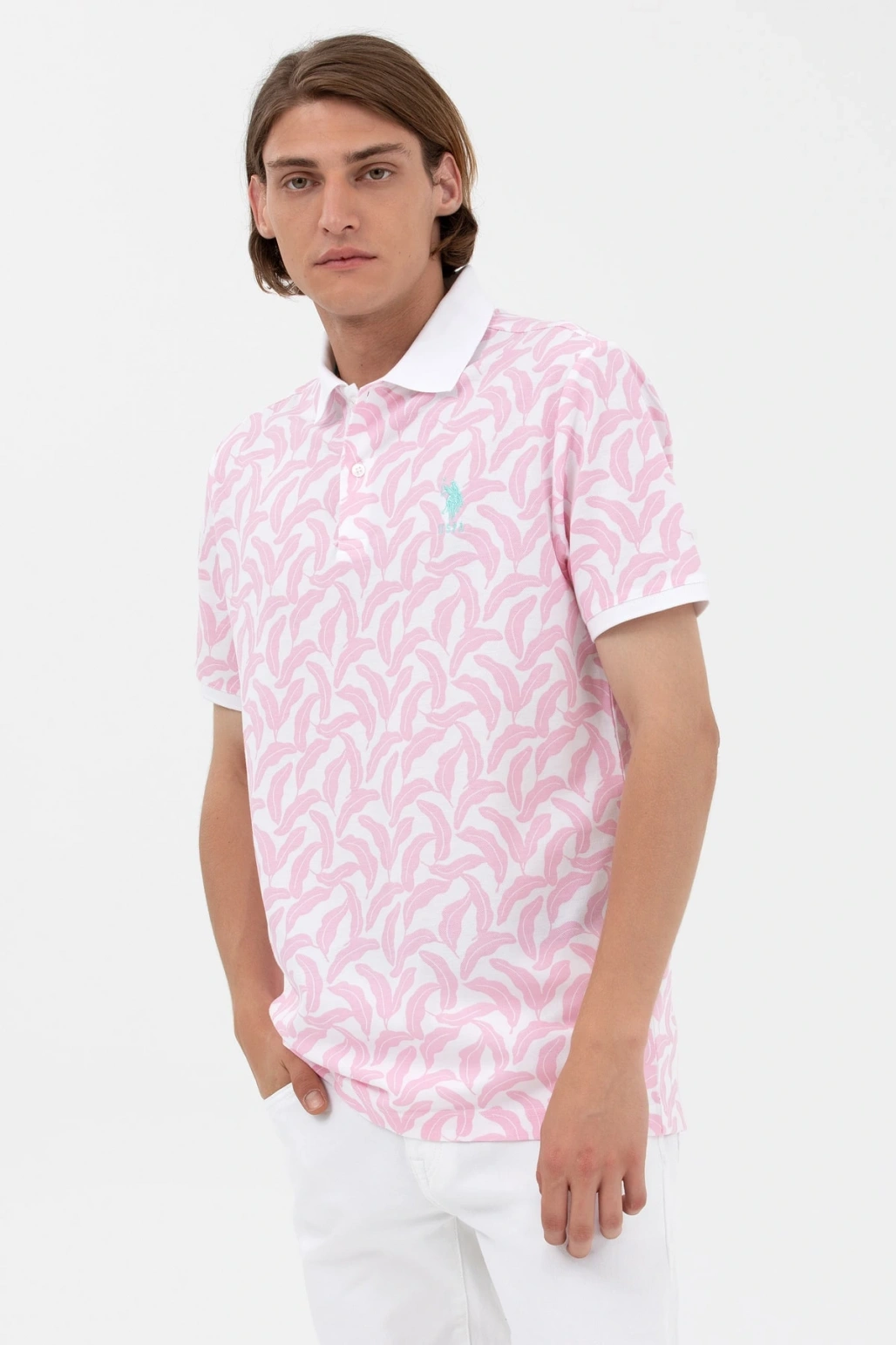 U.s Polo Assn. Polo Yaka Manolya Desenli Regular Fit T-shirt