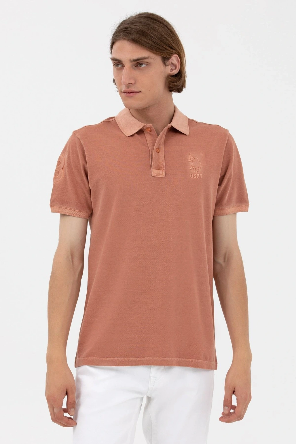 U.S. Polo Assn. Polo Yaka Regular Fit Pudra Erkek %100 Pamuk T-Shirt 1573851