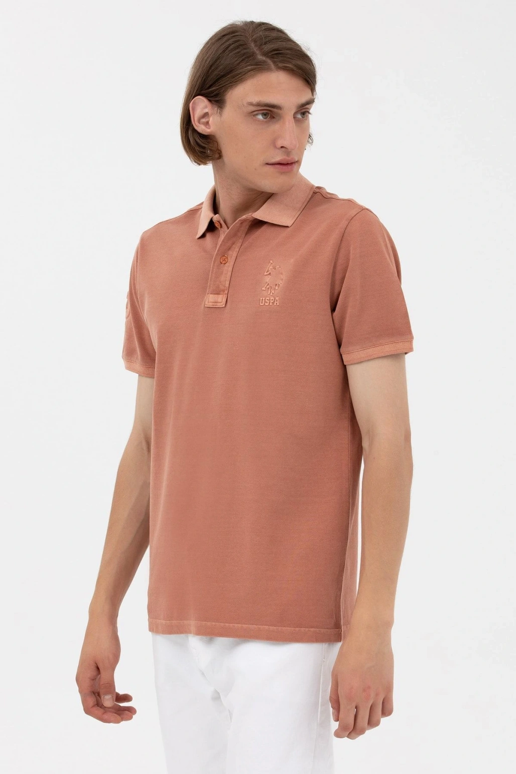 U.S. Polo Assn. Polo Yaka Regular Fit Pudra Erkek %100 Pamuk T-Shirt 1573851