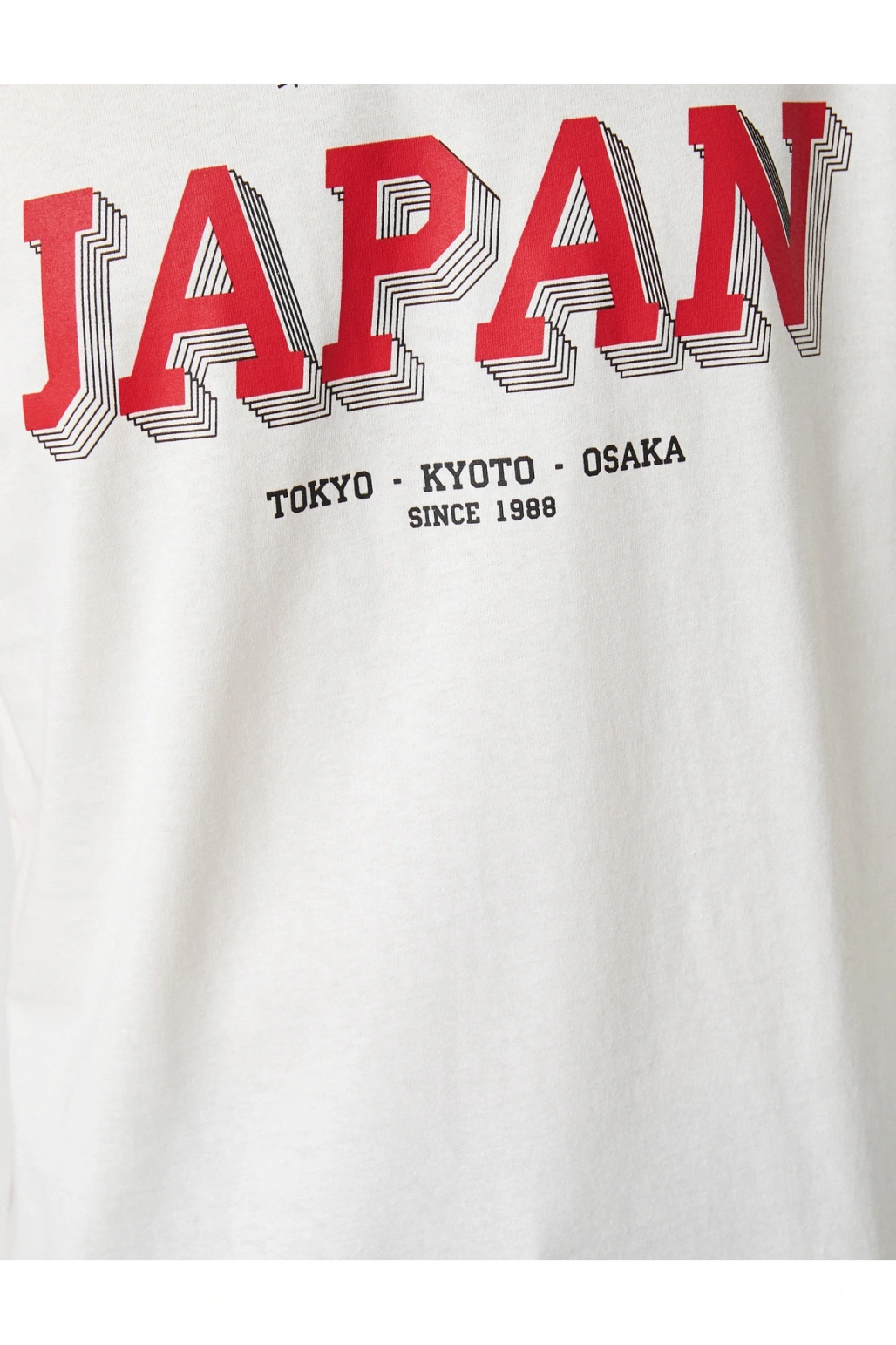 Uzakdoğu Baskılı Tişört Bisiklet Yaka Kısa Kollu